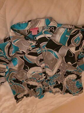SHE SCOOL Women's XL Abstract Print Button-Front Blouse